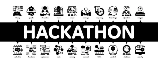 Desenvolvimento de Hackathon Vetor de bandeira infográfica mínima —  Vetores de Stock
