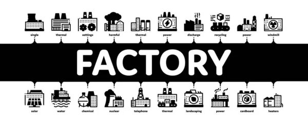 Vecteur de bannière infographique minime industriel d'usine — Image vectorielle