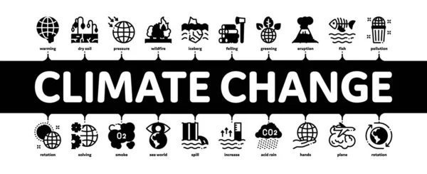 气候变化生态学极小信息图横幅矢量 — 图库矢量图片