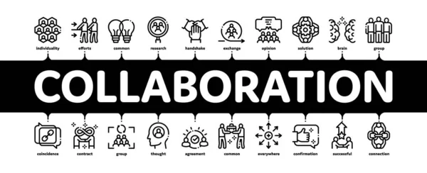 Lavoro di collaborazione Banner vettoriale infografico minimo — Vettoriale Stock