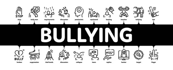 Bullying Agresi Minimal Infographic Banner Vector - Stok Vektor