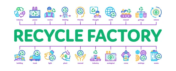 Recycle Factory Ecology Minimal Infographic Banner Vector — 스톡 벡터