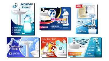 Banyo Temizleyici Reklam Posterleri Ayarlama Vektörü