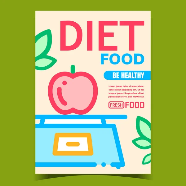 Gezonde Dieet Voedsel Fruit Reclame Poster Vector — Stockvector