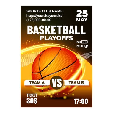 Basketbol Spor Tanıtım Uçuşu Poster Vektörü