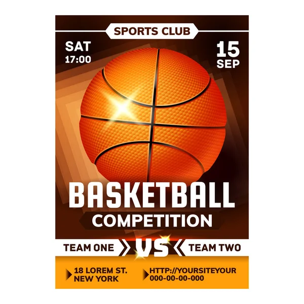 Basketball Sport Competition Flyer Banner Vector — Stock Vector