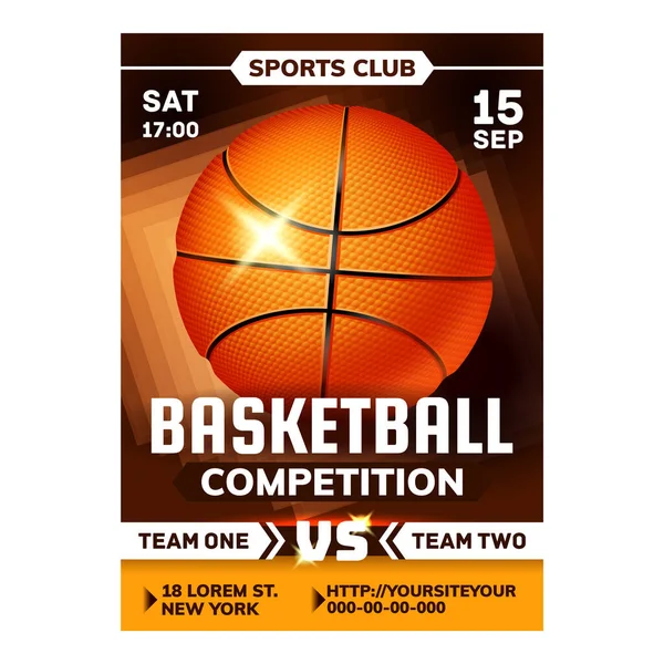 Baloncesto Competencia Deportiva Volante Banner Vector — Vector de stock