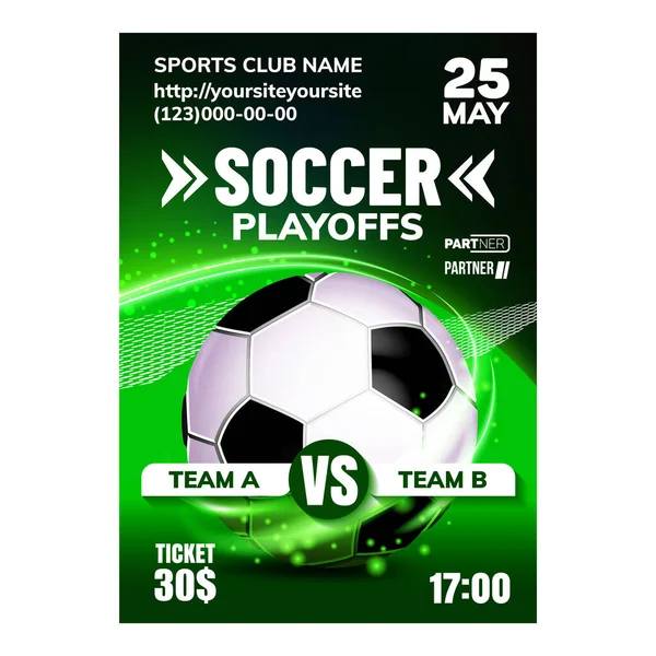 Soccer Sportive Team Game Flyer Affiche vectorielle — Image vectorielle