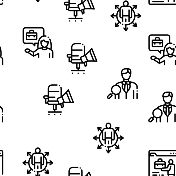 Recruitment and Research Employee Seamless Pattern Vector — 스톡 벡터