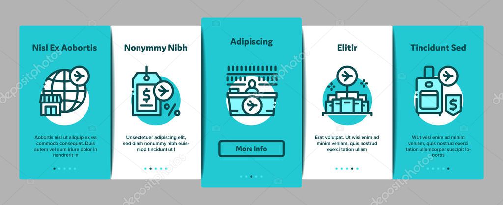 Duty Free Shop Store Onboarding Elements Icons Set Vector