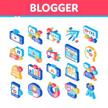 Blogger İnternet Sosyal Kanal Simgeleri Vektörü Ayarladı