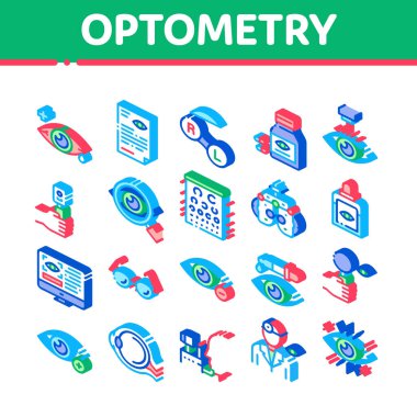 Optometri Tıbbi Yardım Simgeleri Vektörü Ayarla