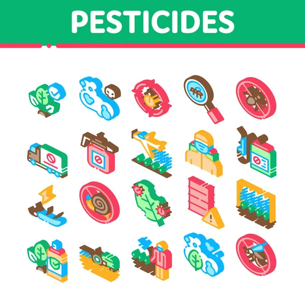 Pesticides Ensemble d'icônes isométriques chimiques vecteur — Image vectorielle