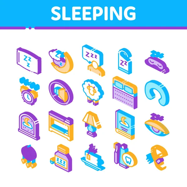睡眠時間デバイス等方アイコンセットベクトル — ストックベクタ