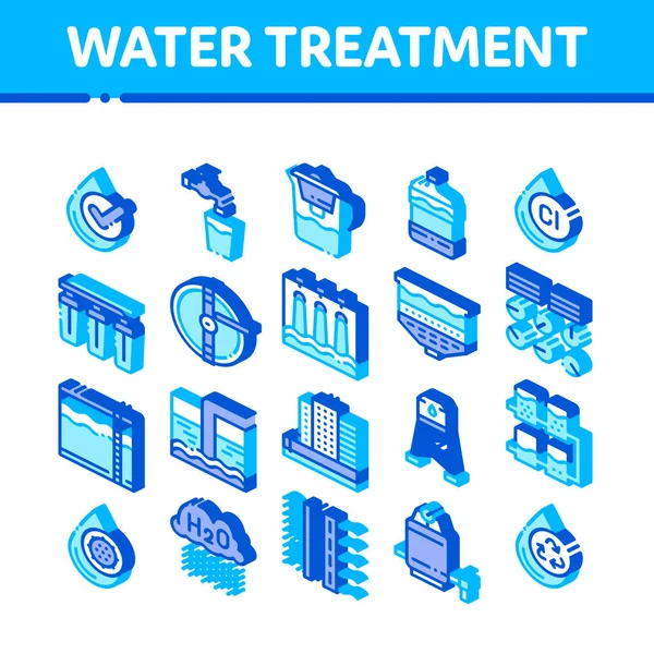 Ensemble d'icônes vectorielles isométriques pour le traitement de l'eau — Image vectorielle