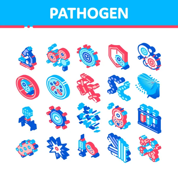Set di icone del segno vettoriale isometrico patogeno — Vettoriale Stock