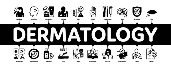 Dermatologie Hautpflege Minimal Infografik Banner Vektor — Stockvektor