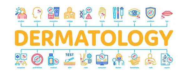 Dermatology Skin Care Minimal Infographic Banner Vector — Stock Vector