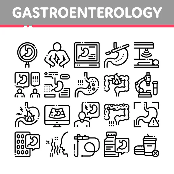 Gastroenterologie und Hepatologie Symbole Set Vektor — Stockvektor