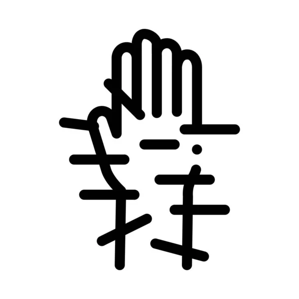Acupuntura manos icono vector esquema ilustración — Vector de stock
