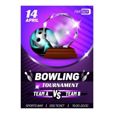 Bowling On İğneli Spor Kulübü Ödüllü Poster Vektörü