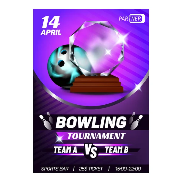 Affiche vectorielle de prix de club sportif de bowling à dix broches — Image vectorielle