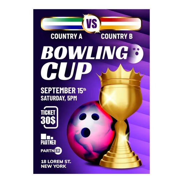 Bowling Cup Meilleur vecteur de bannière Bowler High Score — Image vectorielle