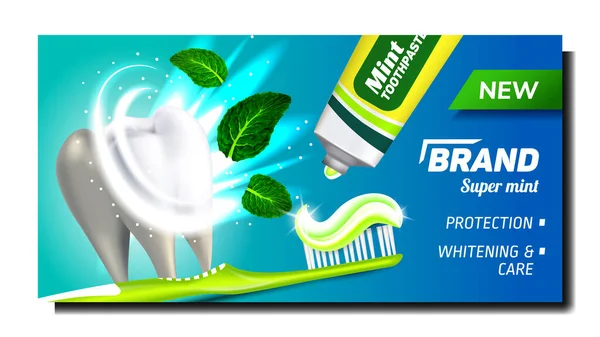 Dentifrice avec Menthe Affiche publicitaire vectoriel — Image vectorielle