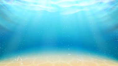 Su altı Okyanusu Sandy Dibi ve Güneş Işığı Vektörü