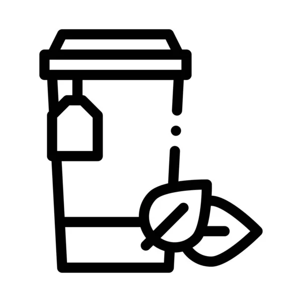 Taza de papel de té icono vector esquema ilustración — Vector de stock