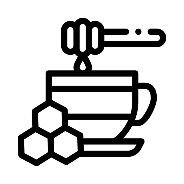 Adicionar mel à xícara de chá ícone vetor esboço ilustração —  Vetores de Stock