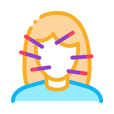 kadın yüz akupunktur simgesi vektör çizimi çizimi