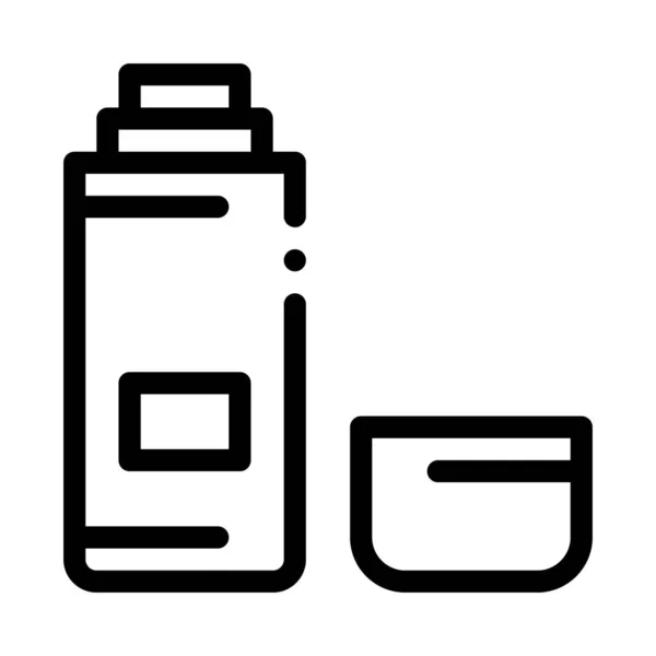 Thermos con icona liquida schema vettoriale illustrazione — Vettoriale Stock