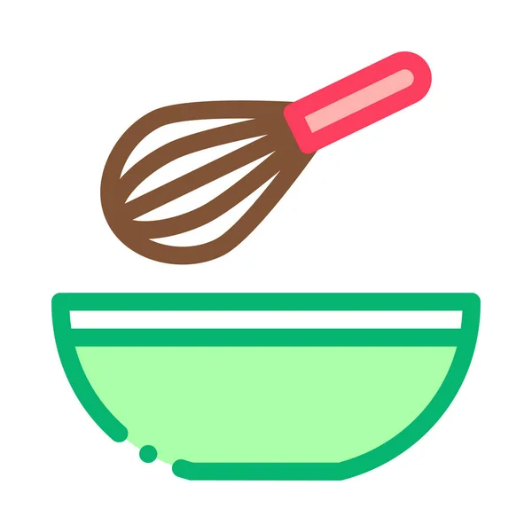 Whisk and bowl icon vector outline illustration — Stock Vector