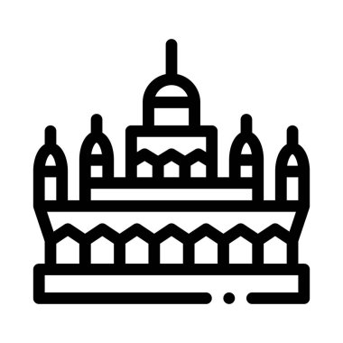 Mescid Jame cami ikonu vektörü. Mescid Jame cami tabelası. izole edilmiş sınır sembolü çizimi