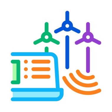 Rüzgar enerjisi teknisyenlerinin ikon vektörünün yönetimi. Rüzgar enerjisi teknisyenlerinin yönetimi imzası. renk sembolü çizimi