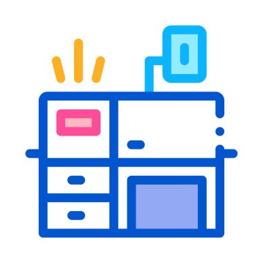 İş yeri masa simgesi vektörü. İşyeri masa tabelası. renk sembolü çizimi