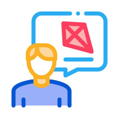 İnsanoğlunun uçurtma ikonu taşıyıcısı olma arzusu. Uçurtma işaretini uçurma arzusu. renk sembolü çizimi