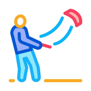 Uçurtma ikon vektörü olan adam. Uçurtma işaretli adam. renk sembolü çizimi