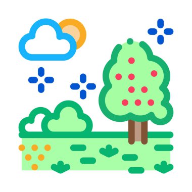 İyi bakımlı orman ikonu taşıyıcısının bölgesi. Bakımlı orman tabelasının bölgesi. renk sembolü çizimi