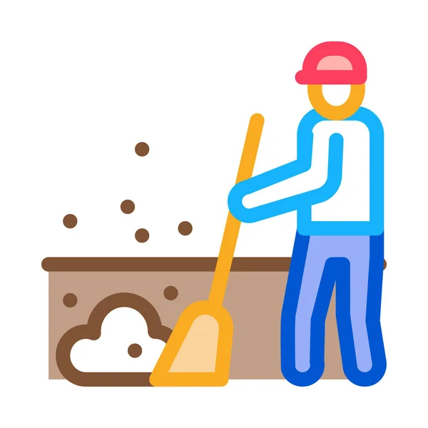 Janitor Sweep Icon Vector Janitor Sweep Sign Color Symbol Illustration — Stock Vector