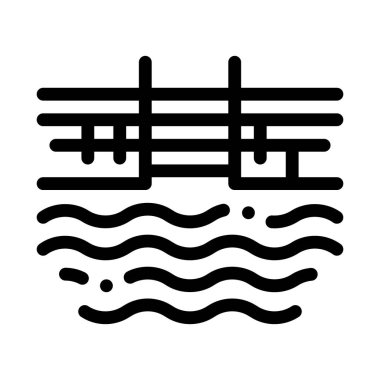 Su havuzu ikonu vektörü. Su havuzu tabelası. izole edilmiş sınır sembolü çizimi