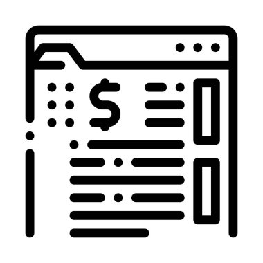 para klasörü belge simgesi vektörü. Para klasörü belgeleri imzası. izole edilmiş sınır sembolü çizimi