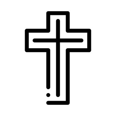 Altın haç ikon vektörünün görünümü. Altın haç manzarası. izole edilmiş sınır sembolü çizimi