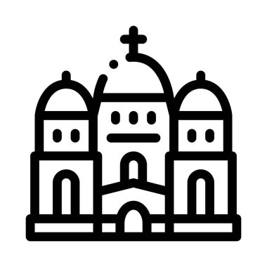 Kubbe ikon vektörlü Hristiyan tapınağı. Kubbeli bir Hıristiyan tapınağı. izole edilmiş sınır sembolü çizimi