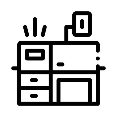 İş yeri masa simgesi vektörü. İşyeri masa tabelası. izole edilmiş sınır sembolü çizimi