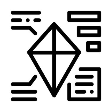 Uçurtma simgesi vektörü ayrıştırılıyor. Uçurtma işareti ayrıştırılıyor. izole edilmiş sınır sembolü çizimi