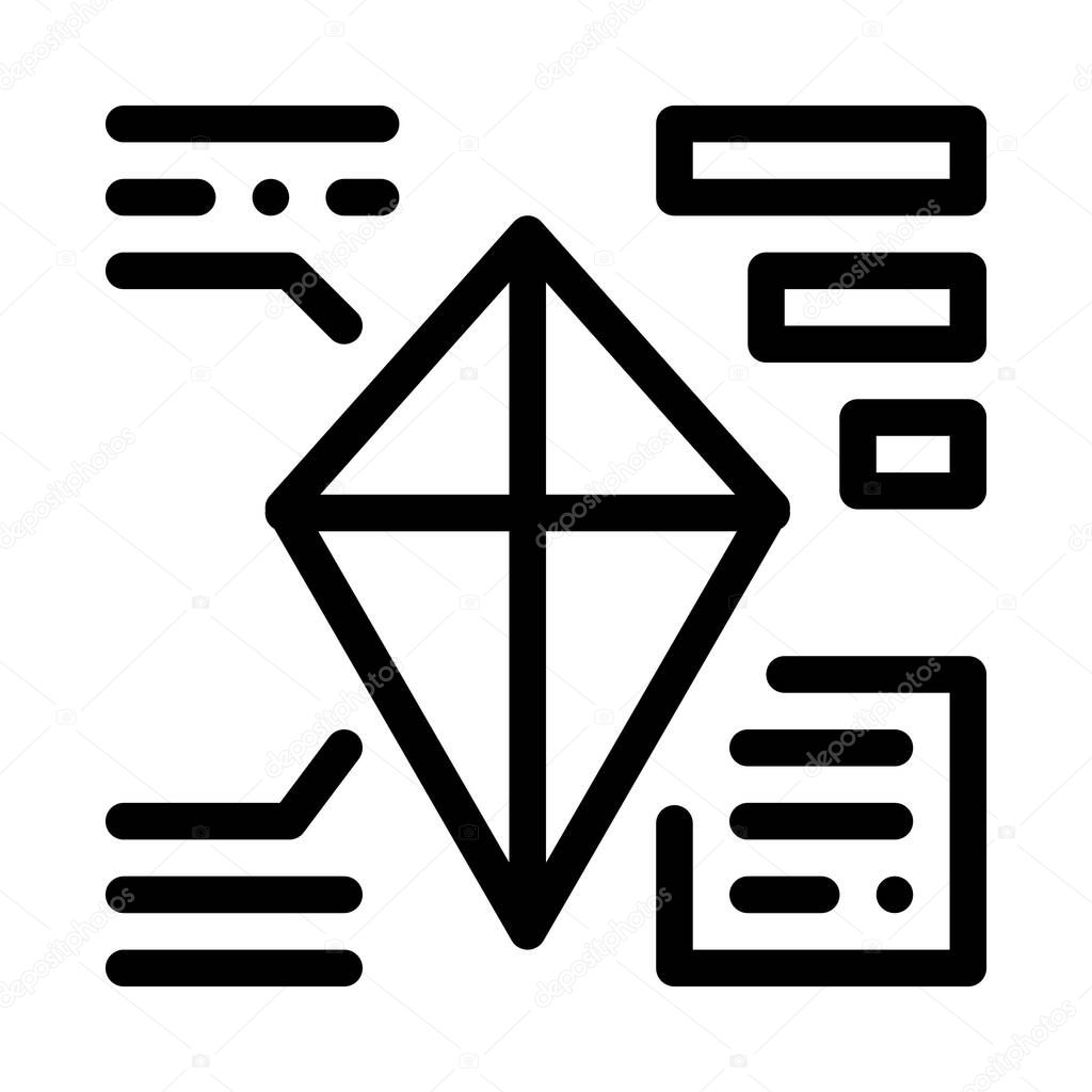 parsing kite icon vector. parsing kite sign. isolated contour symbol illustration