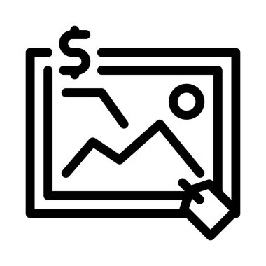 Resim açık artırmaya çıkarılmış ikon vektörü. Sanat eseri açık arttırma işareti. izole edilmiş sınır sembolü çizimi