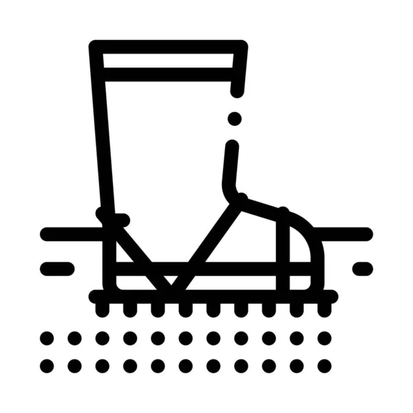 ブートアイコンベクトル付きの空中地上 ブーツのサインで地面を踏みにじる 孤立した輪郭記号図 — ストックベクタ